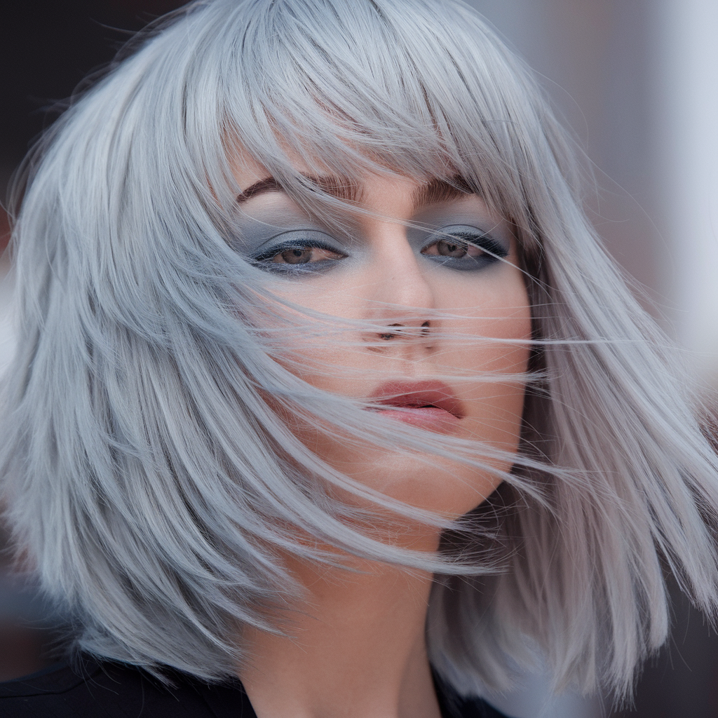 Silver Grey Wolf Cut with Fringed Layers