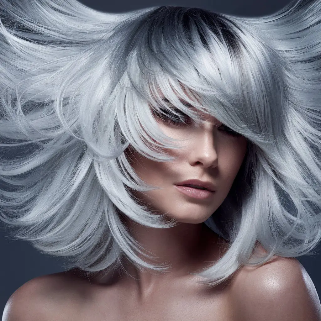 Silver and White Long Shag