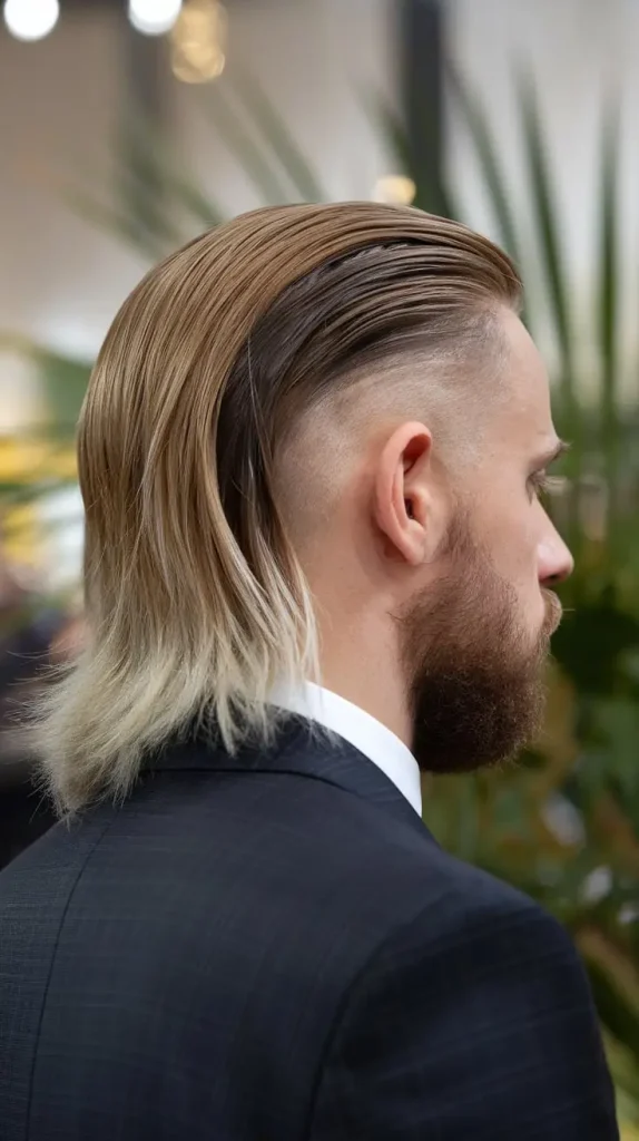 Slicked-Back Faded Mullet