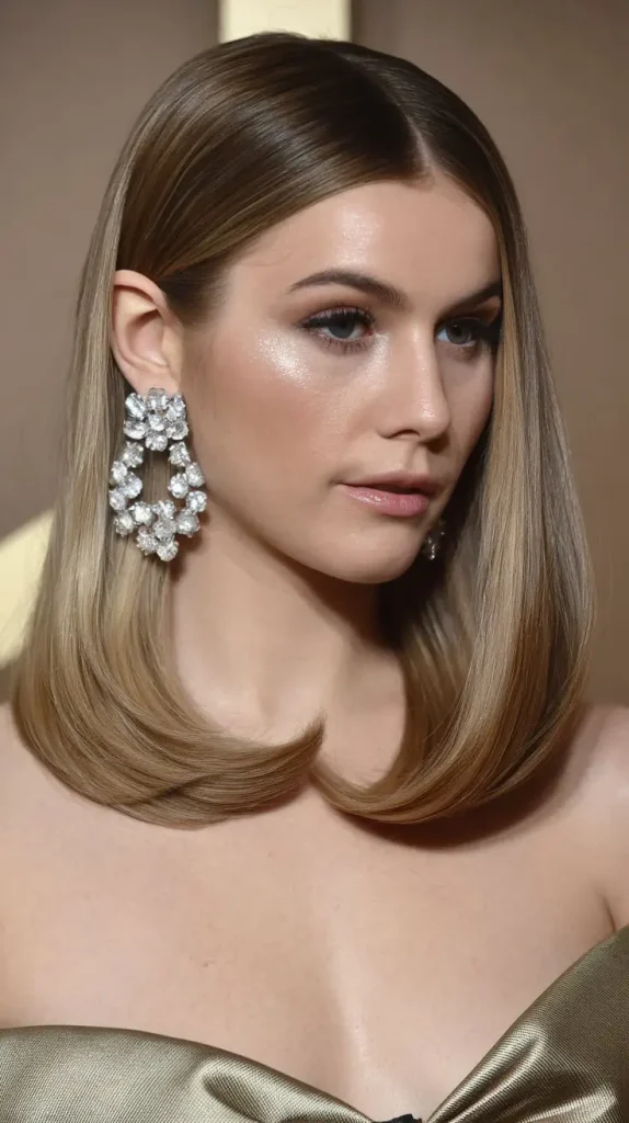 Straight And Sleek With A Middle Part