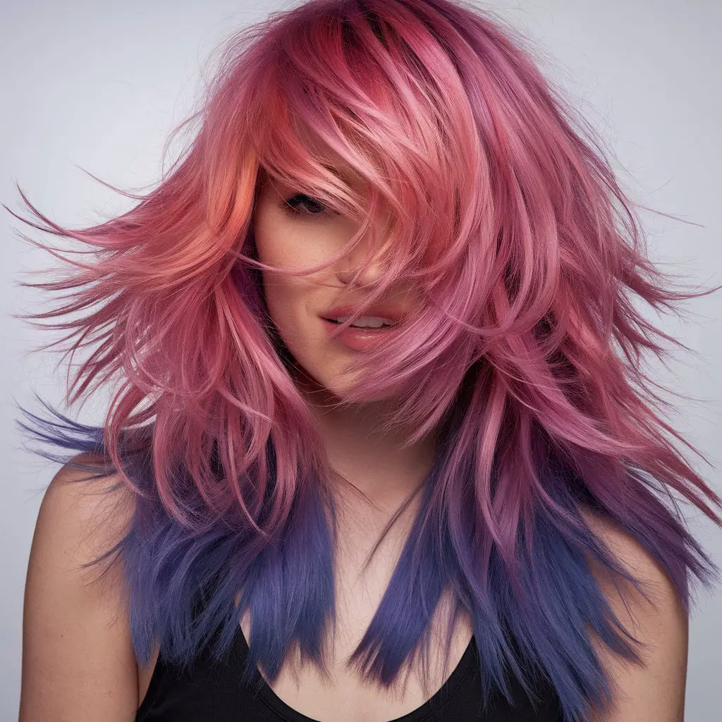 Sunset Pink and Purple Long Shag