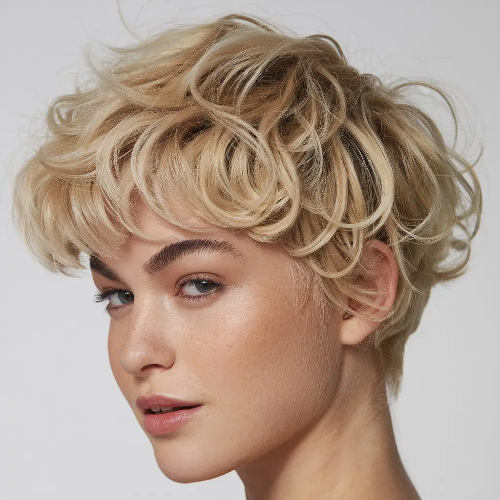 Textured Curly Pixie Cut