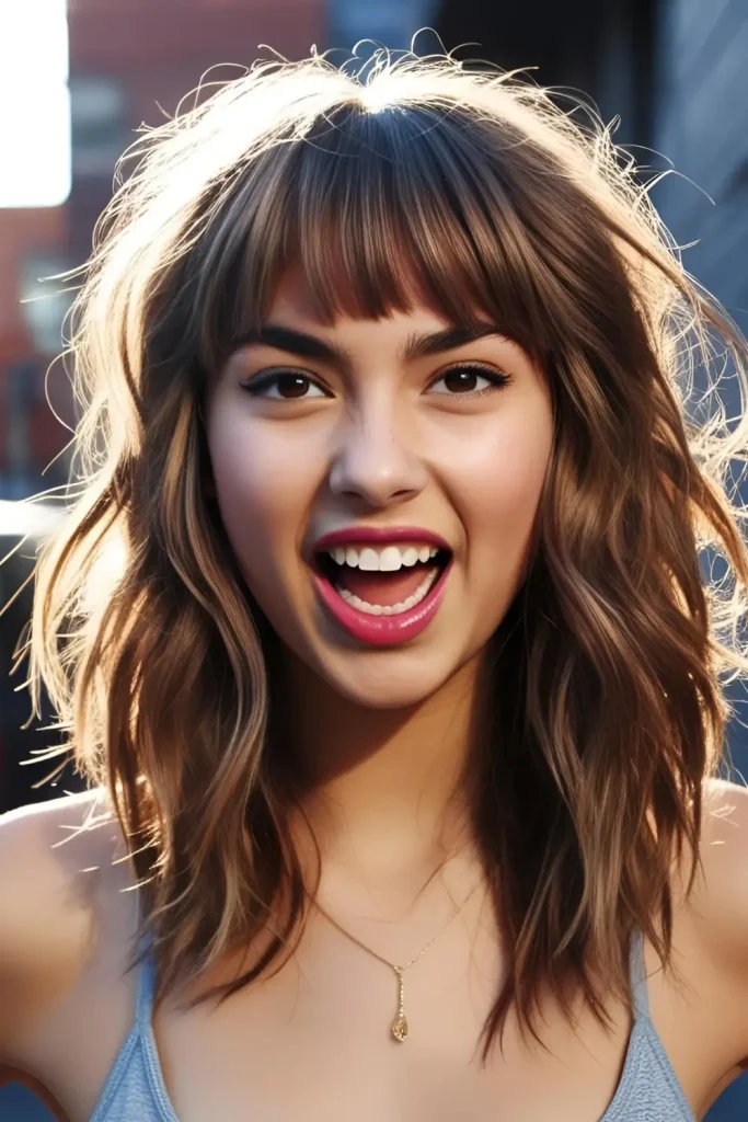wavy-wolf-cut-with-bangs Bangs Aren't for Everyone