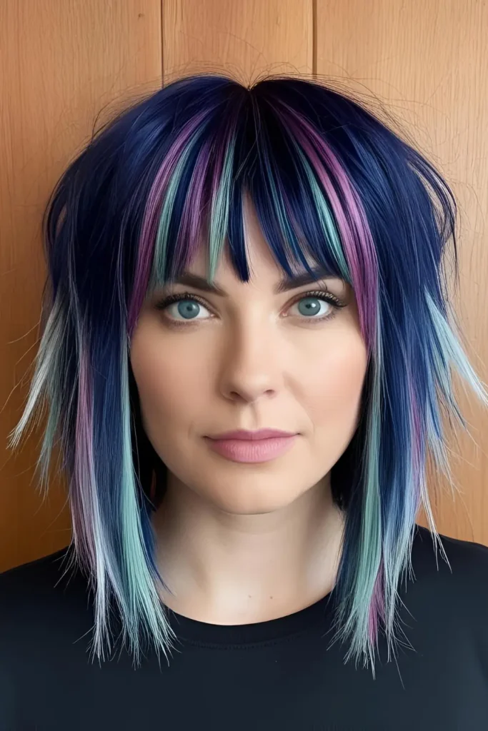 wolf-cut-with-colored-bangs Difficult to Grow Out