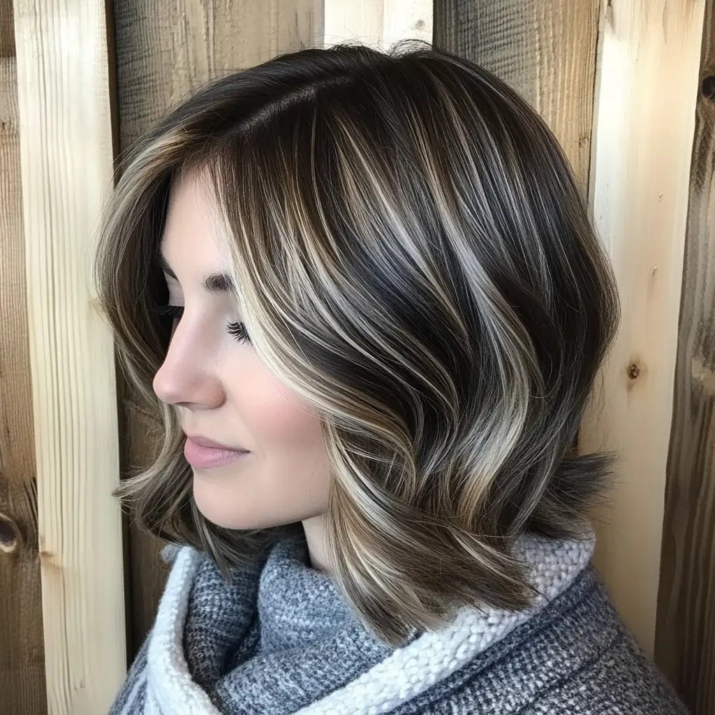 Ash brown with cool blonde highlights