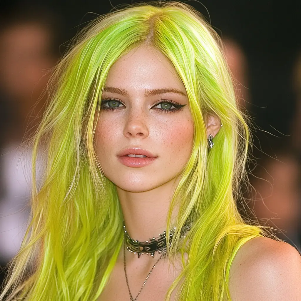 Avril Lavigne’s Lime Green Highlights