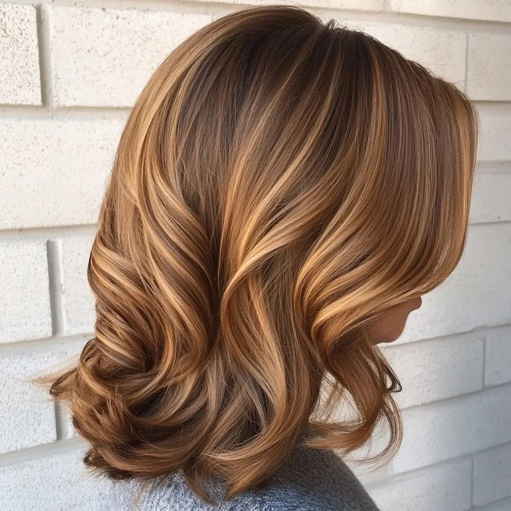Caramel Highlights with Layered Bob