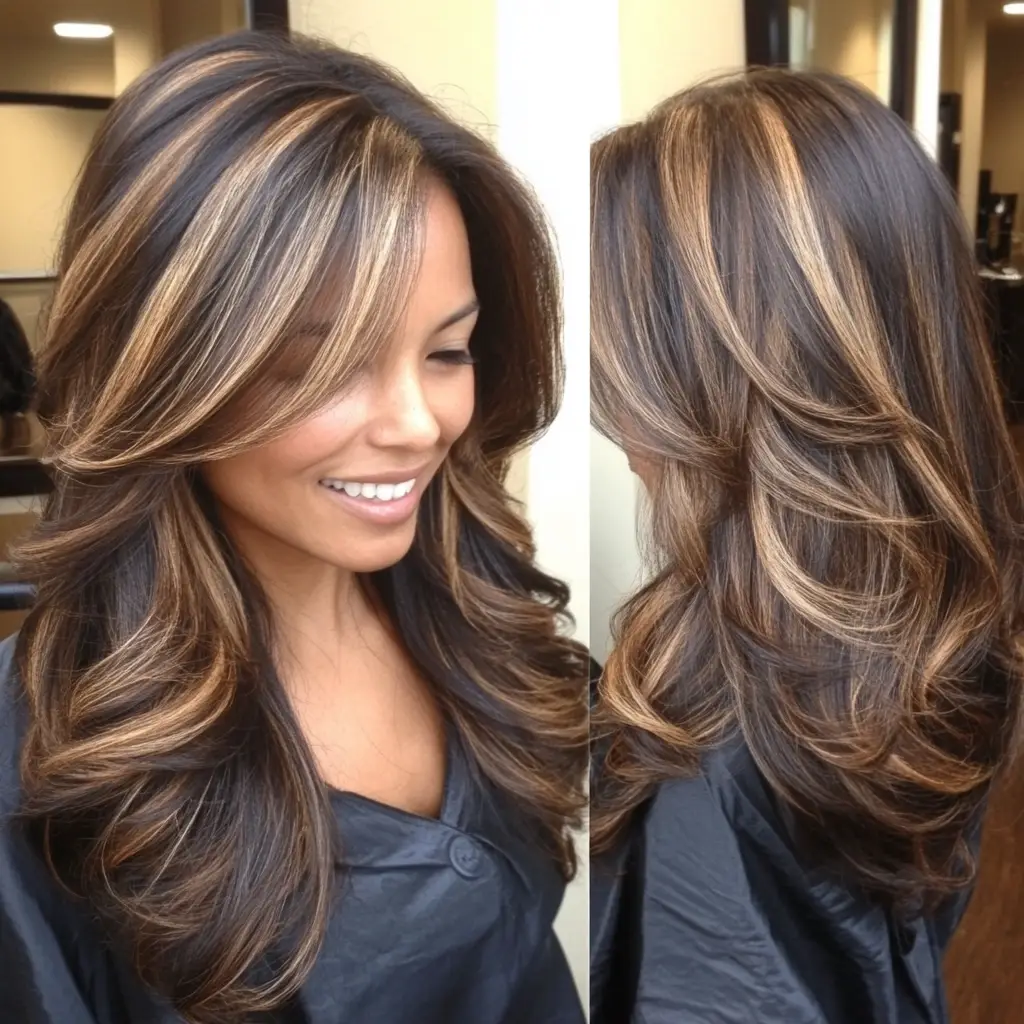 Caramel Highlights with a Money Piece