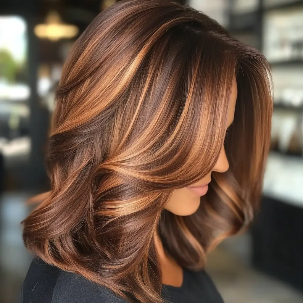 Chestnut Brown with Caramel Highlights