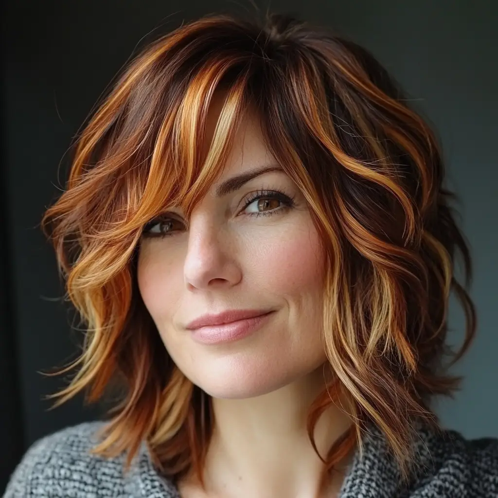 Chunky Caramel Highlights on Brown Hair
