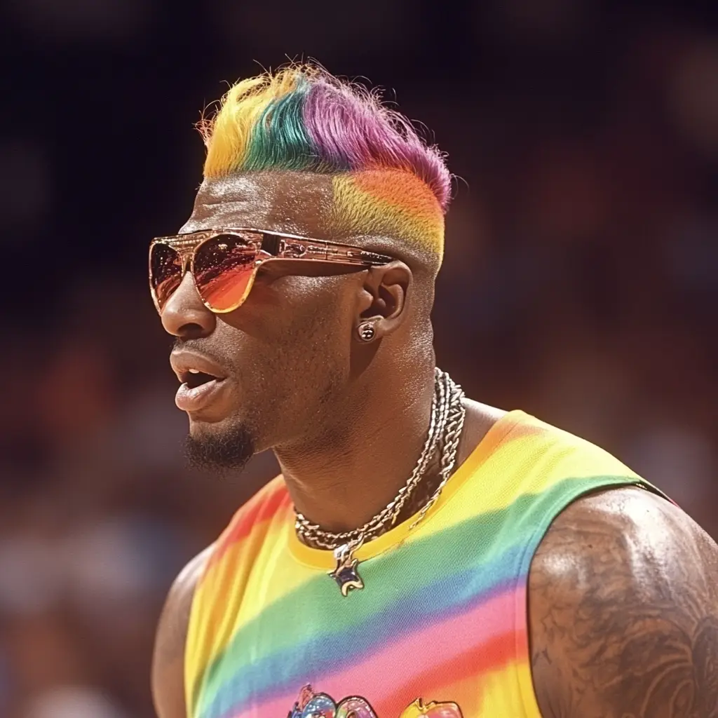 Dennis Rodman’s Rainbow Buzz Cut
