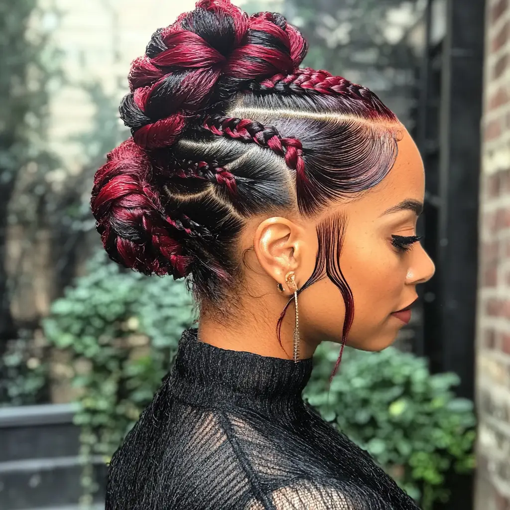 Glossy Cherry Braids