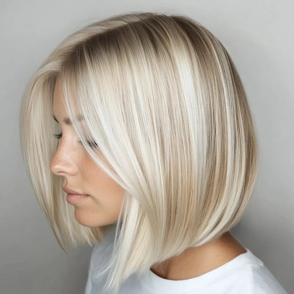 Ice Blonde Highlights on a Bob