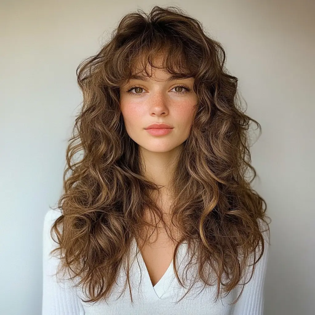  Long Layers with Curtain Bangs