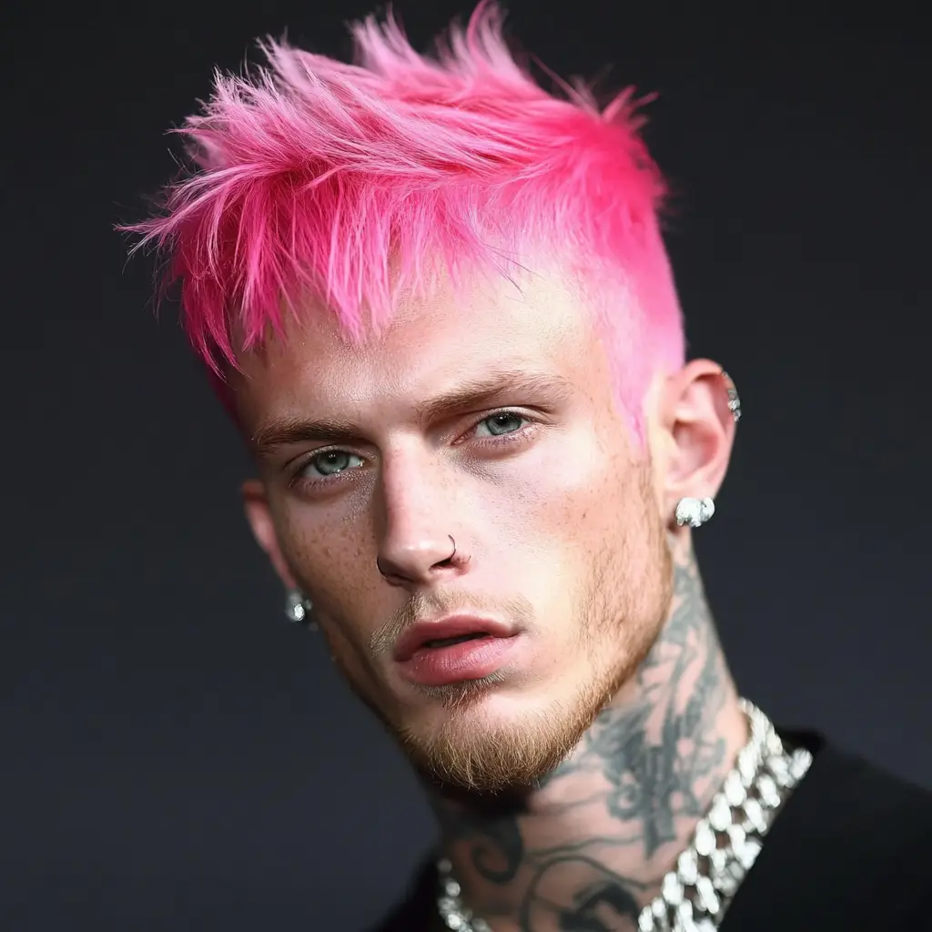 Machine Gun Kelly’s Hot Pink Buzz Cut