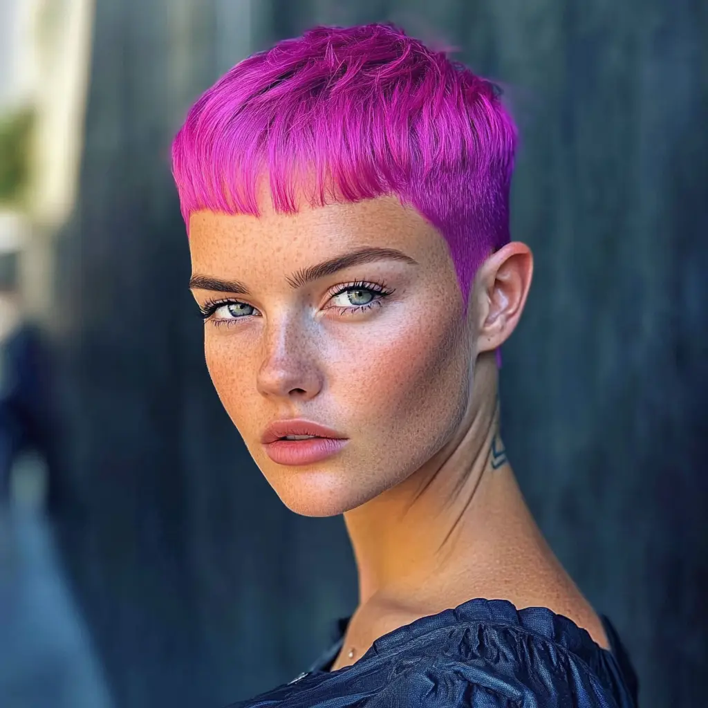 Magenta buzz cut