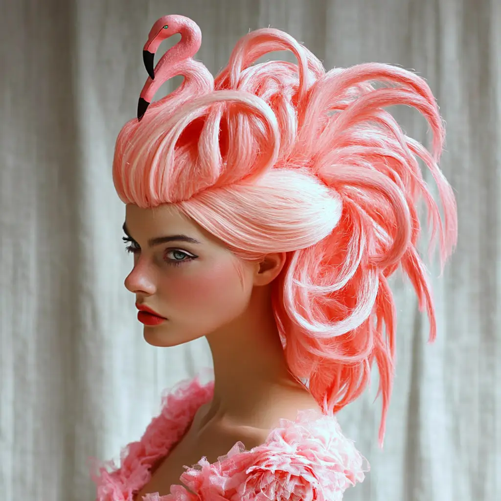 Pink Flamingo Hair Sculpture