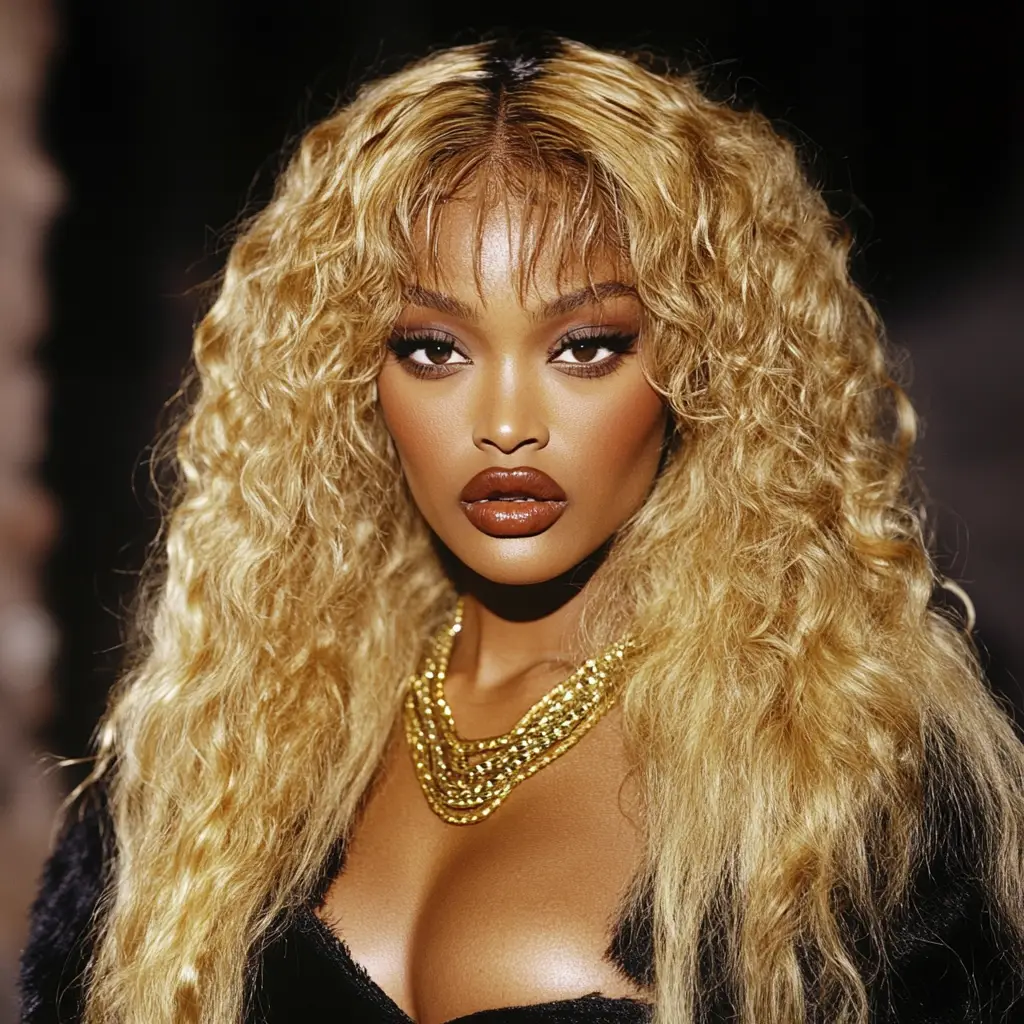 Tyra Banks’ Crimped Blonde Wig