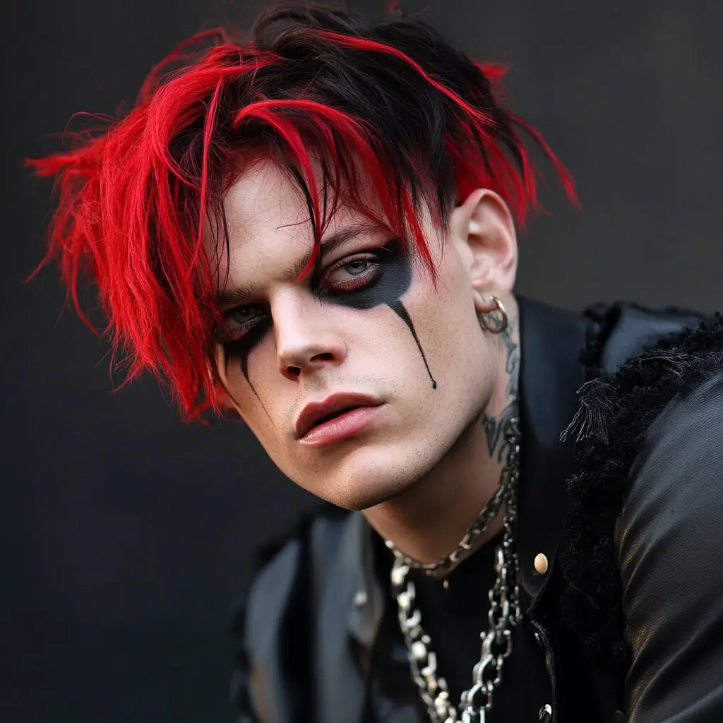 Yungblud’s Red and Black Clown Cut