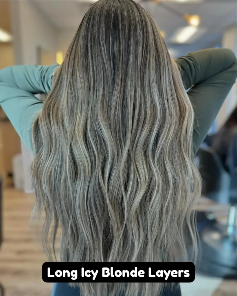 Long Icy Blonde Layers