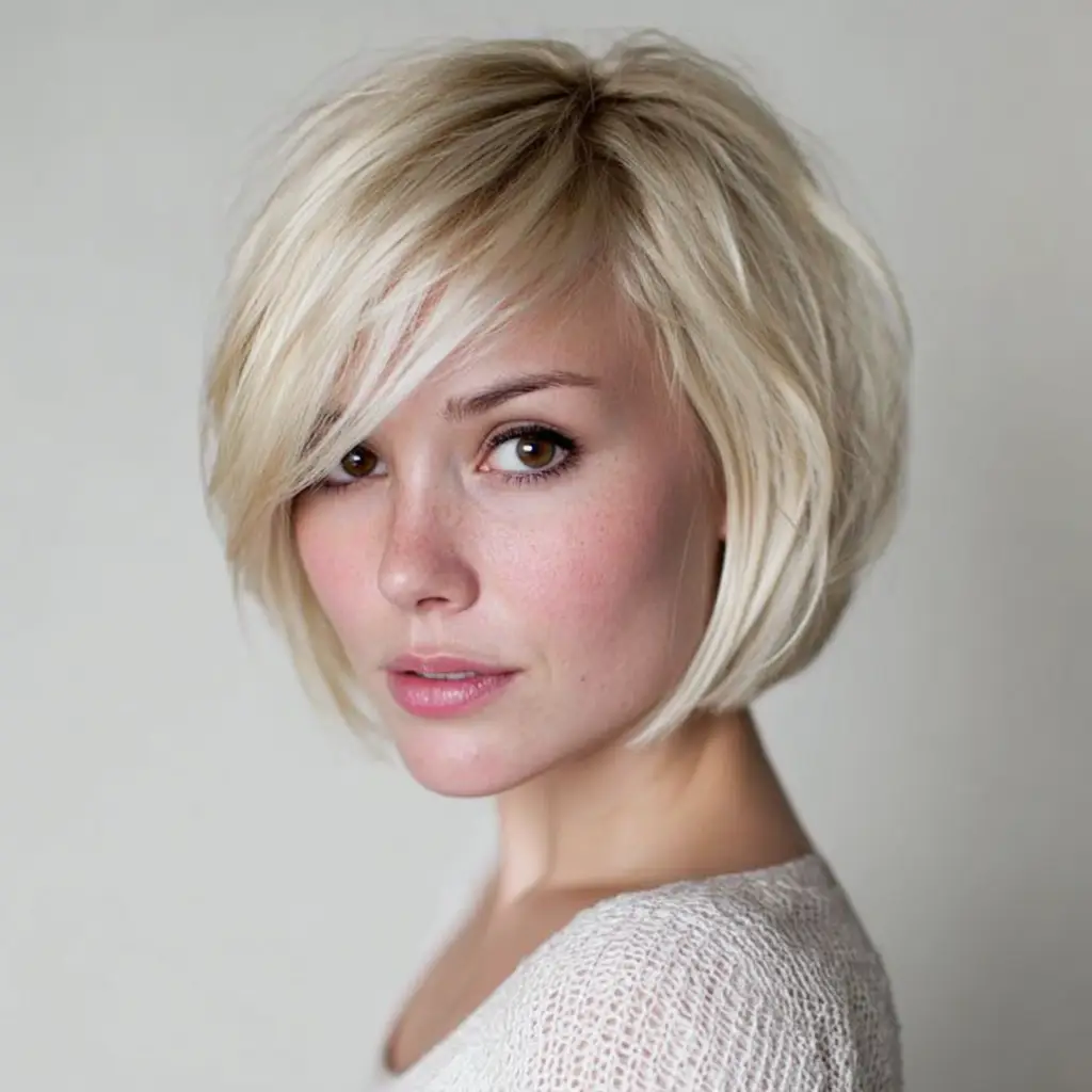 Bob with Side Part – Short Haircuts for Chubby Face
