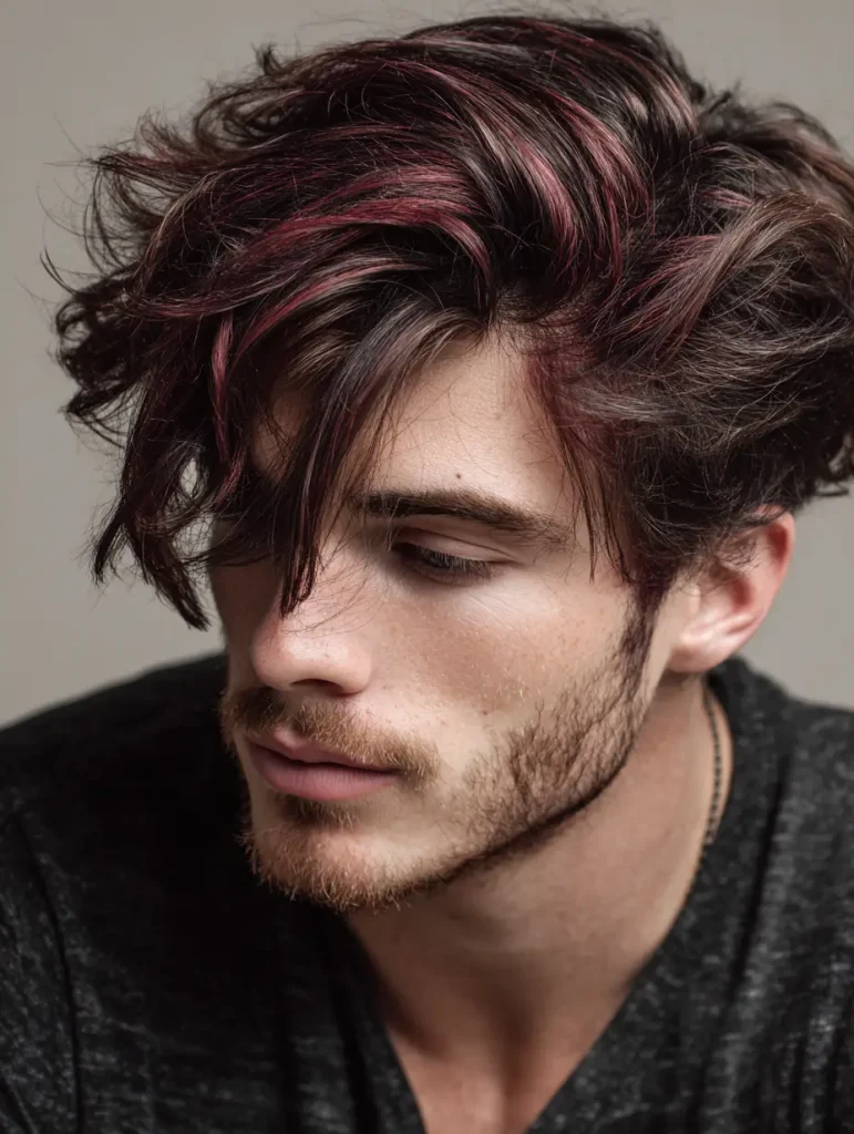 Burgundy Hints on Thick Hair