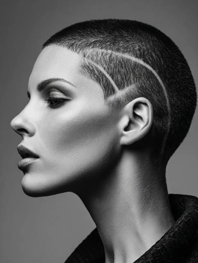 Buzz Cut with Line Design