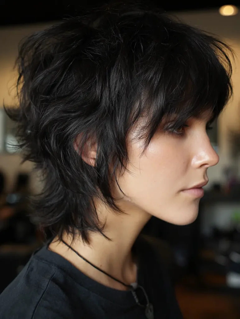 Choppy Black Wolf Cut