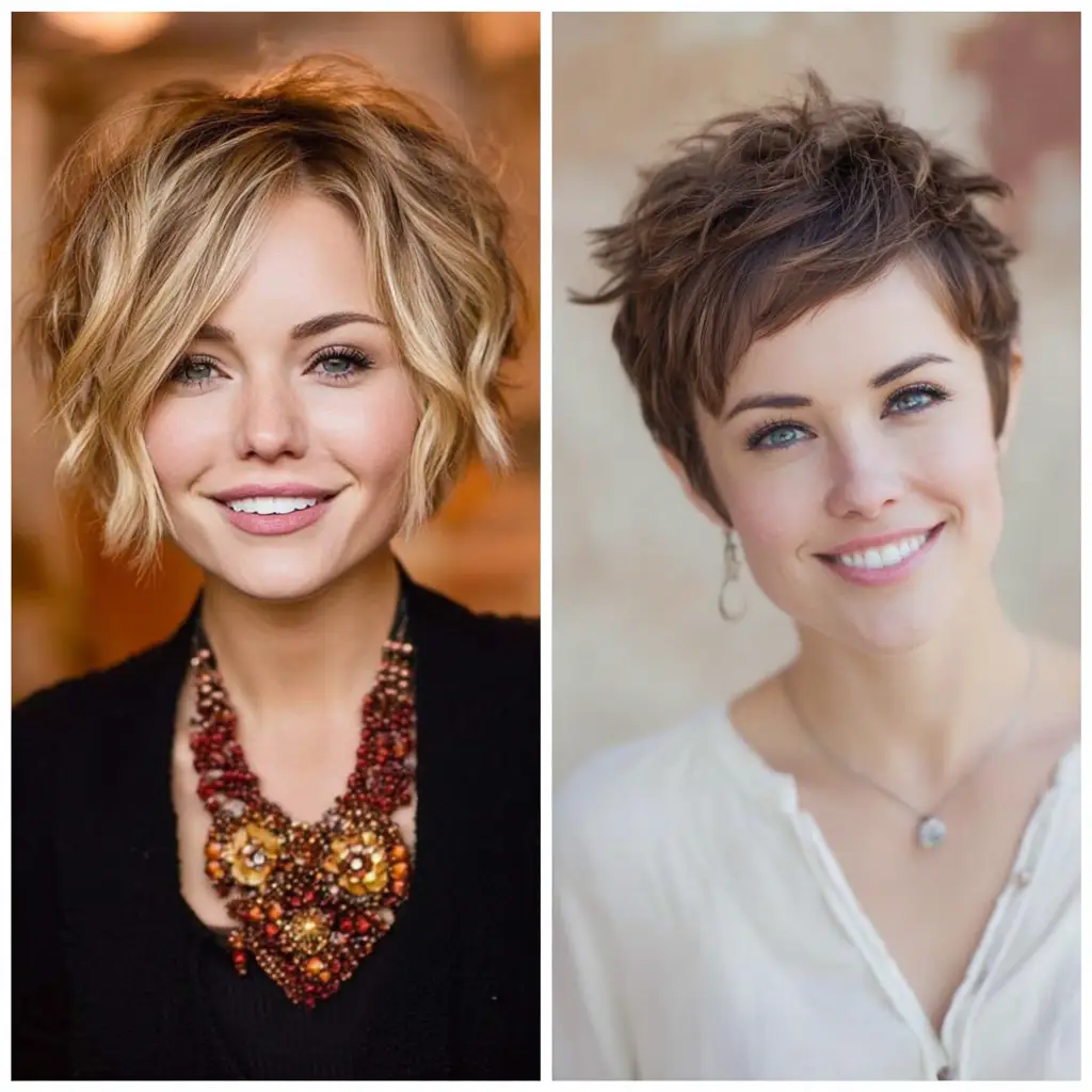 Choppy Bob with Bangs – Short Haircuts for Chubby Face