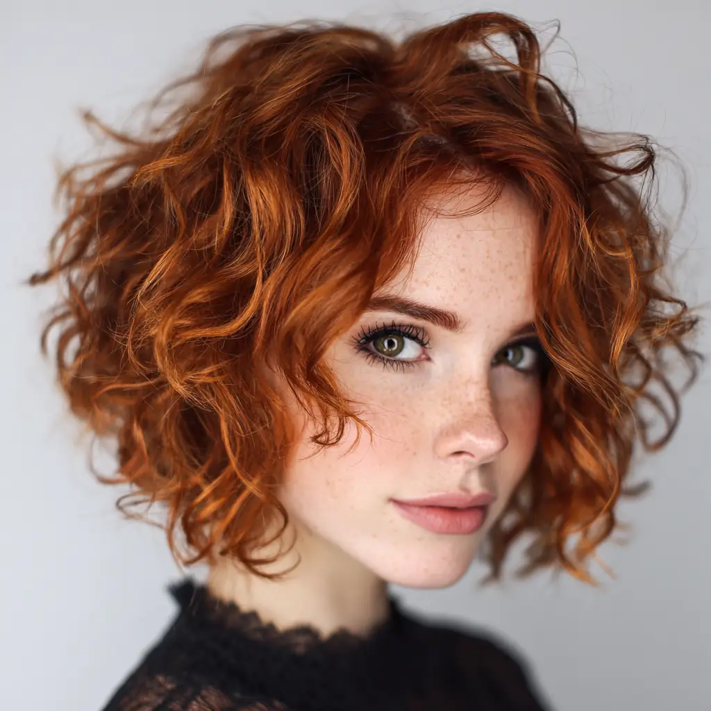 Copper Red Curly Bob