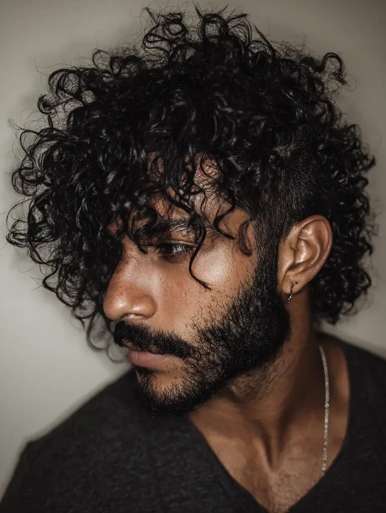 Curly Black Wolf Cut