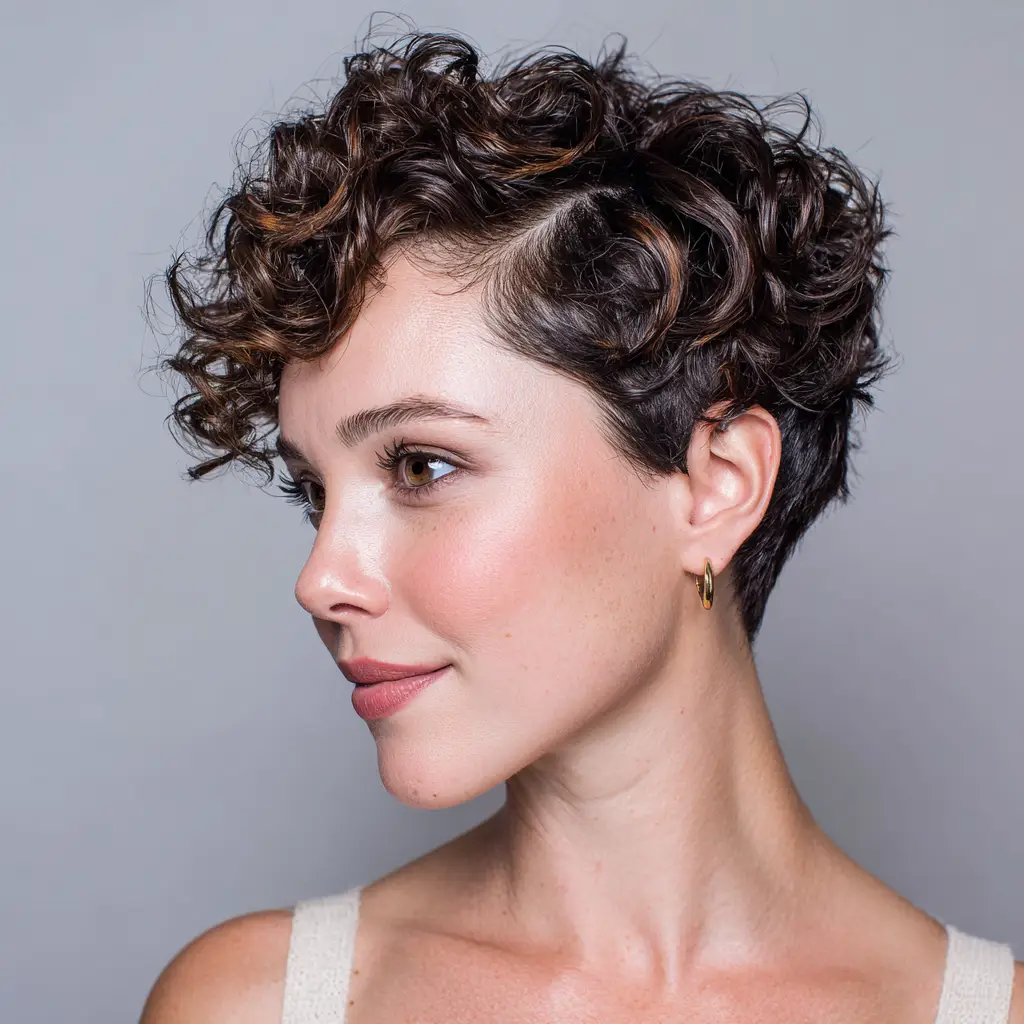 Curly Pixie with Soft Layers