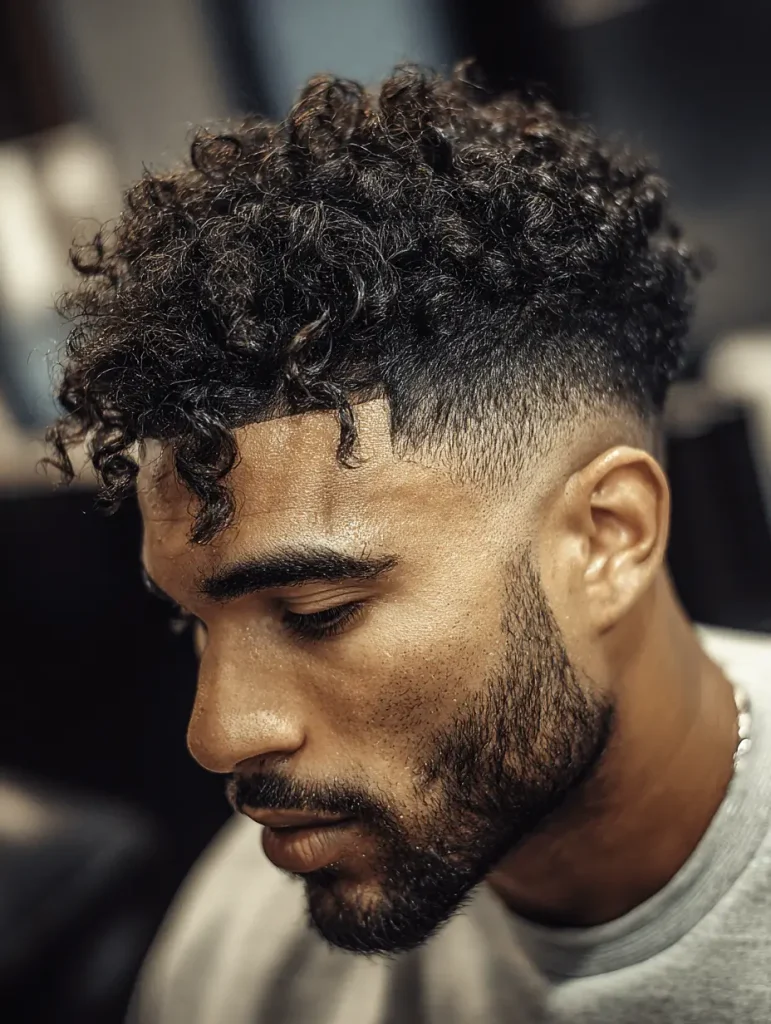 Curly Temple Fade