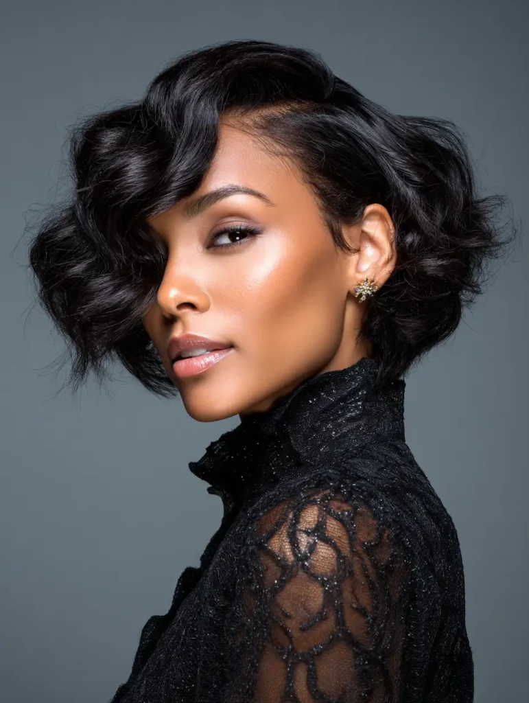 Deep Side Part With Shine