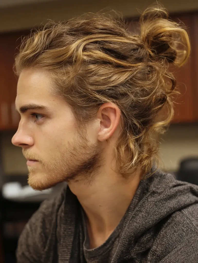 Dirty Blonde on a Man Bun