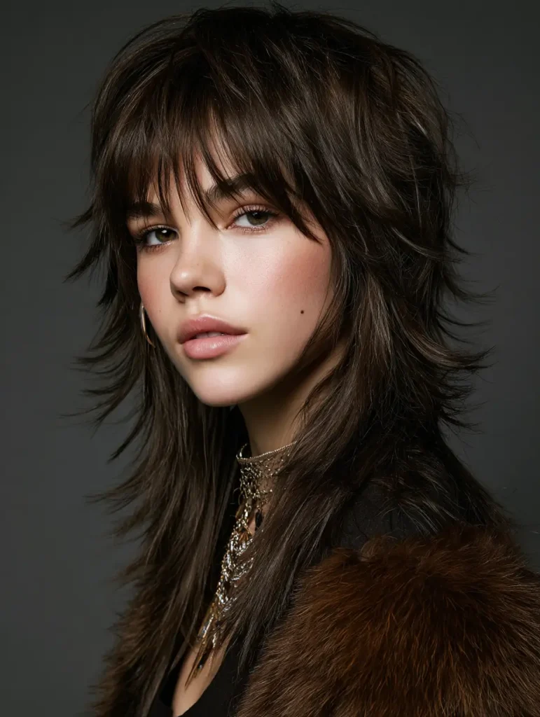 Honey Brown Wolf Cut with Shag Bangs