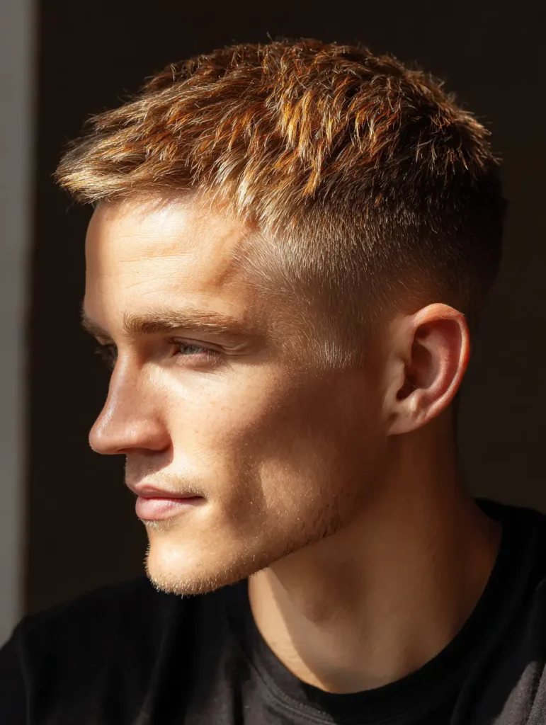 Light Brown Highlights on Crew Cut