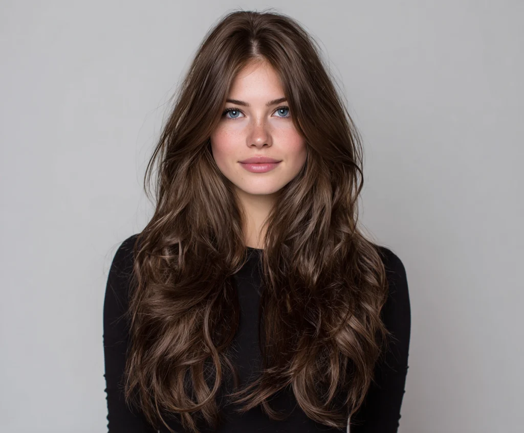 Long Wavy Haircut with Face Layers