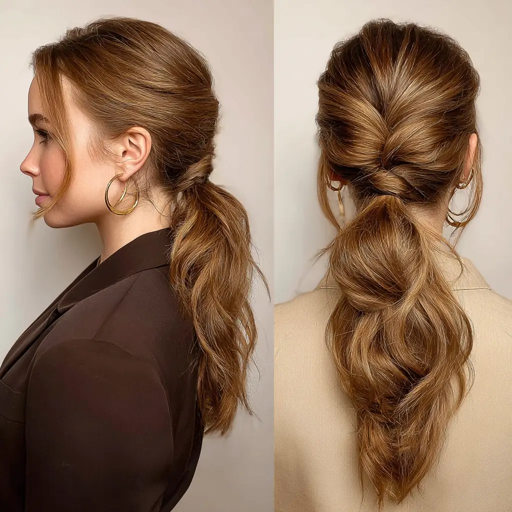 Low Ponytail with Center Part