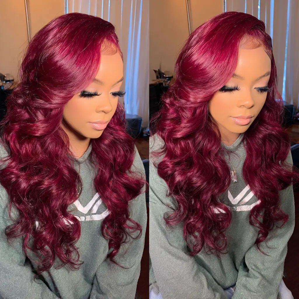 Maroon Loose Wave Weave