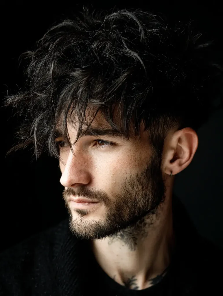 Messy Black Wolf Cut