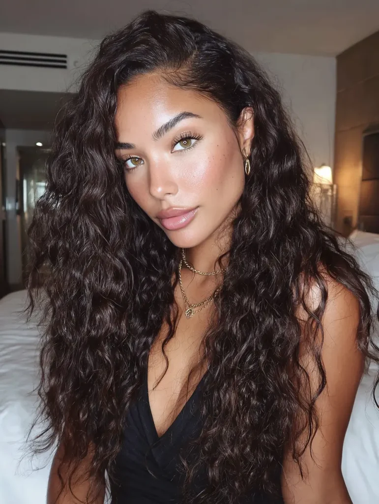 Middle Part Deep Wave Style