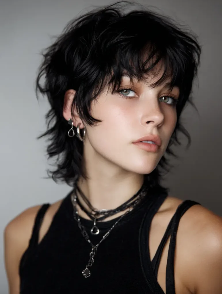 Short Black Wolf Cut