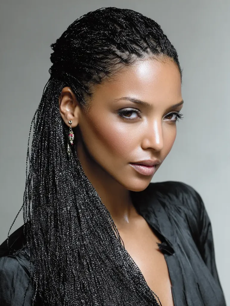 Side-Parted Micro Braids