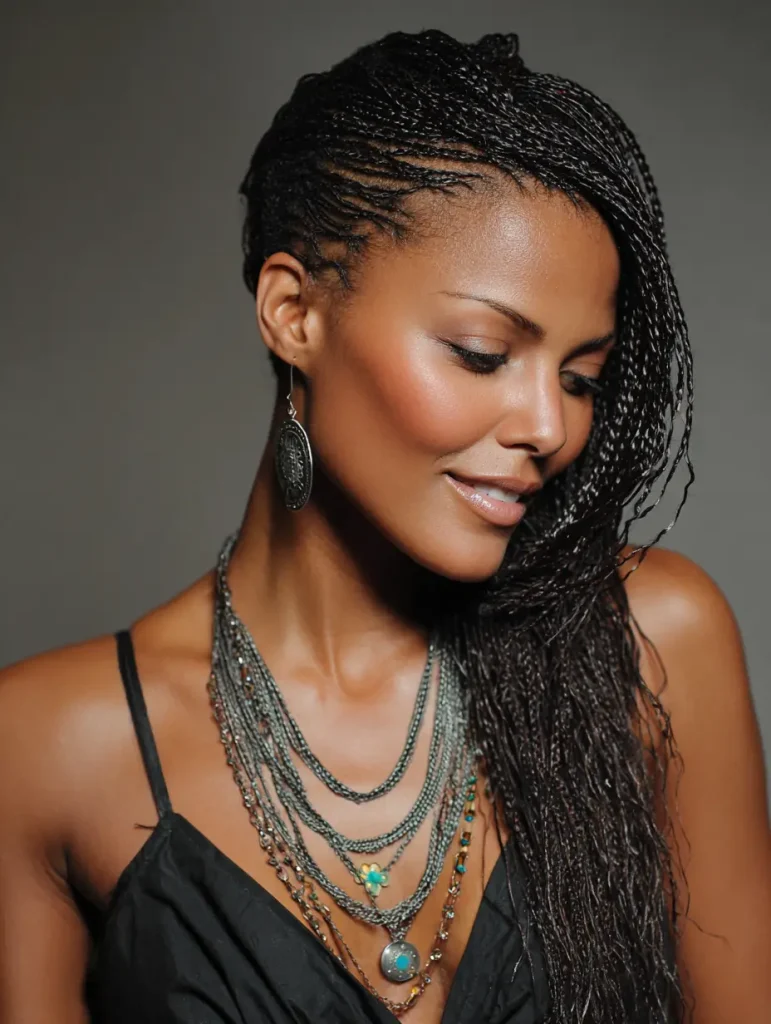 Side-Swept Micro Braids
