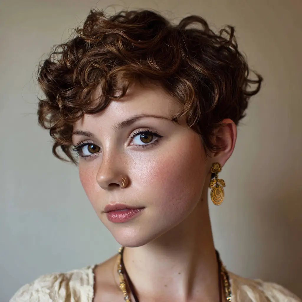 Tapered Curly Pixie