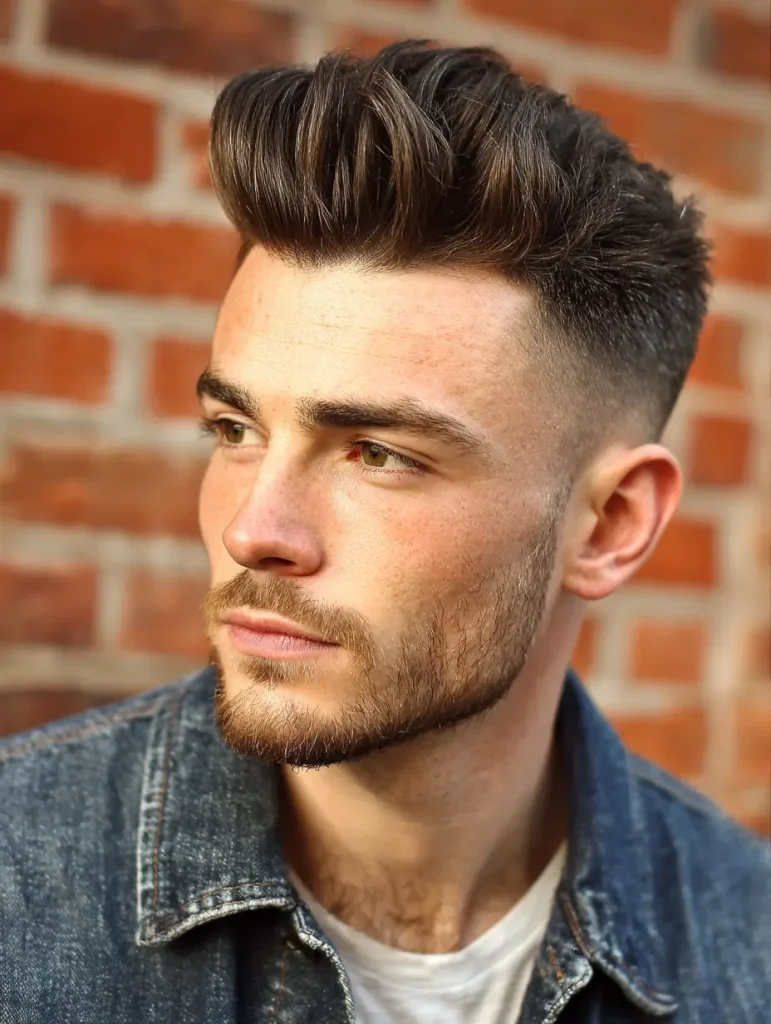 Temple Fade with Pompadour