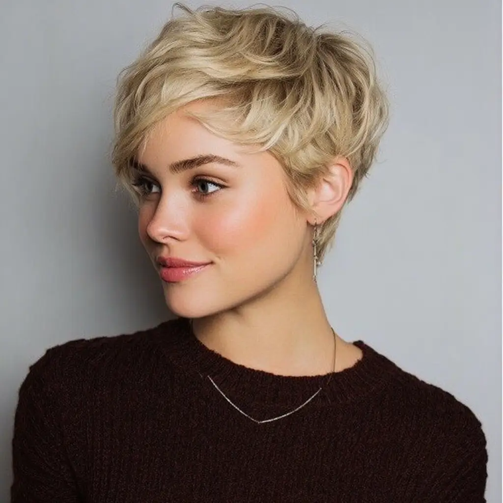 Textured Pixie – Short Haircuts for Chubby Face