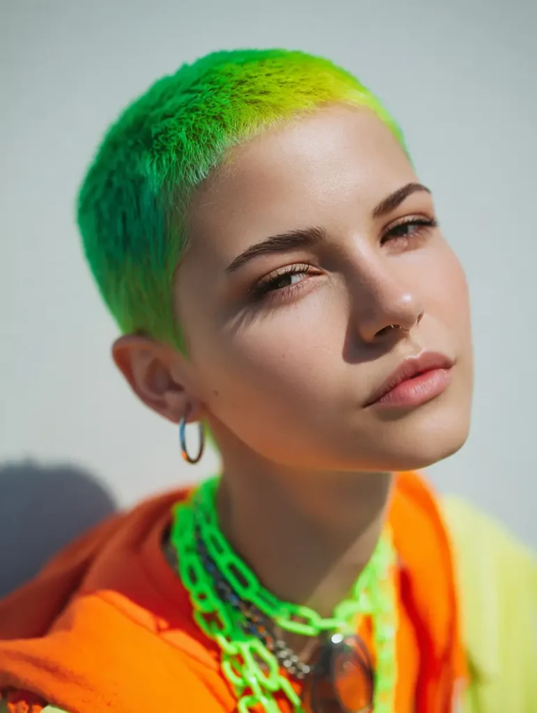 Vibrant Neon Buzz Cut