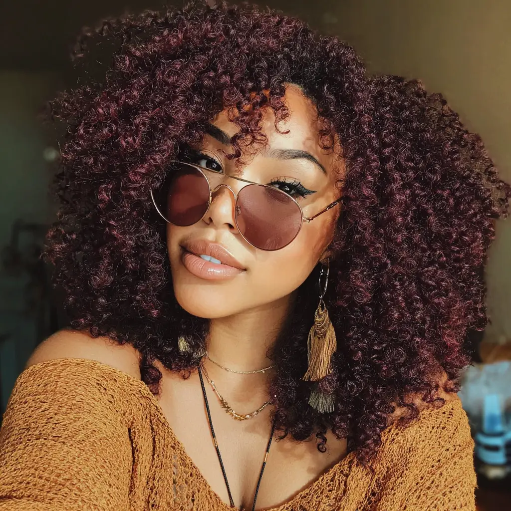 Wine-Colored Kinky Curly Weave